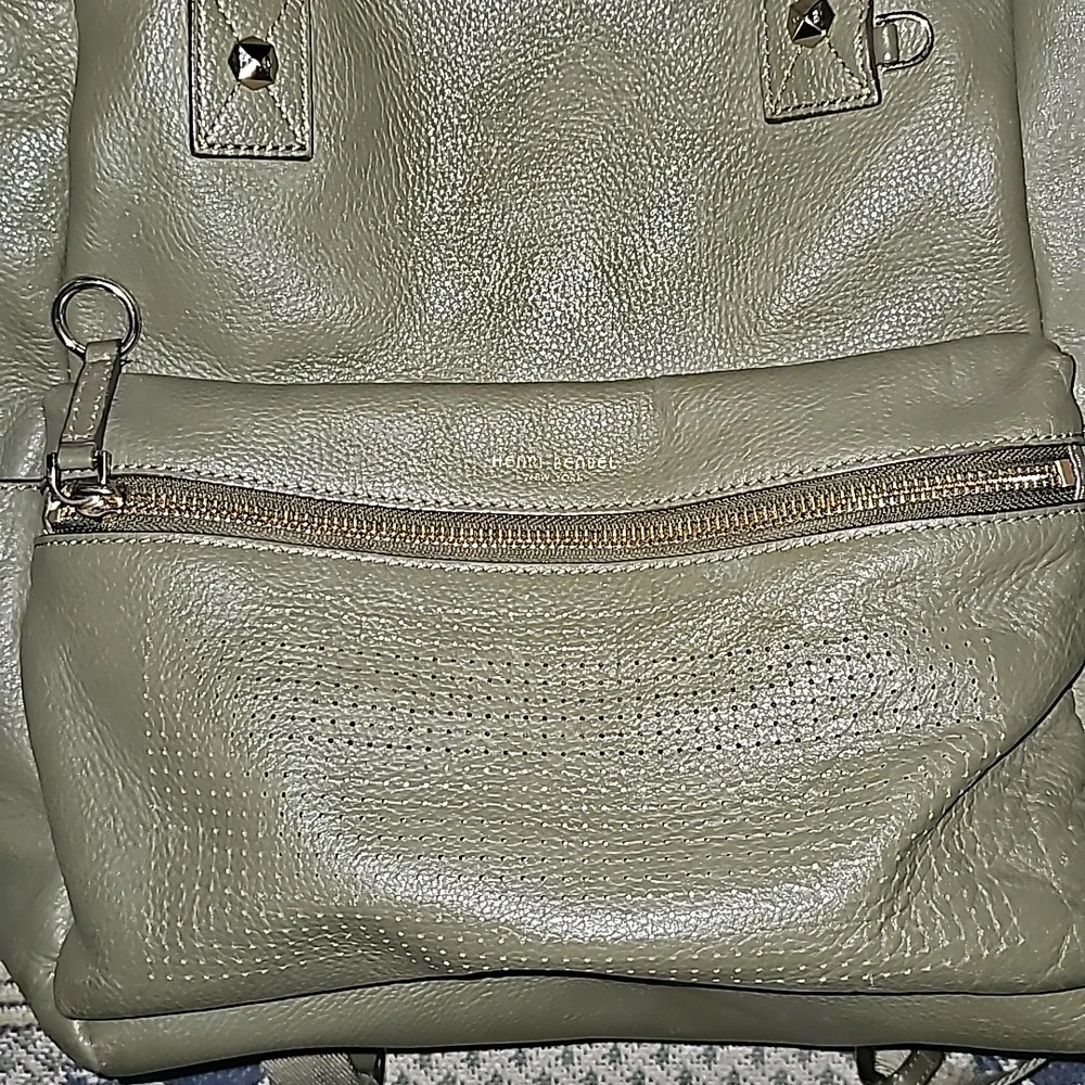 Henri Bendel New York bag backpack olive green leather bagpack